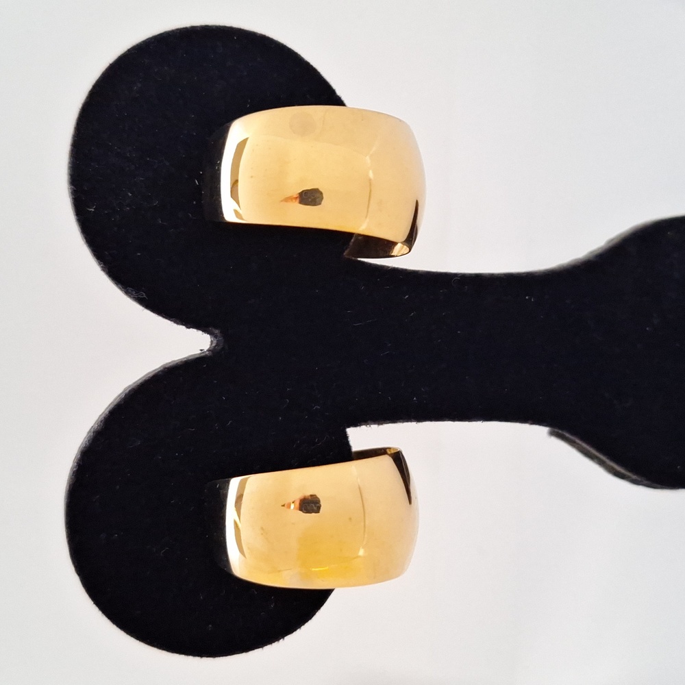 SOLD SOLD SOLD Gold Sterling Wide Hoop Huggie Earrings Large Size